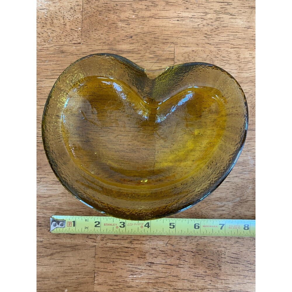 VINTAGE BLENKO amber ART GLASS AMOEBA - KIDNEY SHAPED ASHTRAY BOWL - Picture 2 of 3